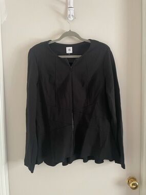 Cabi Black Zip-Front Peplum Jacket - Size L - EUC